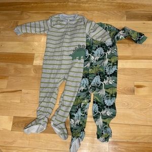 Carter’s dinosaur fleece zip up pajamas.